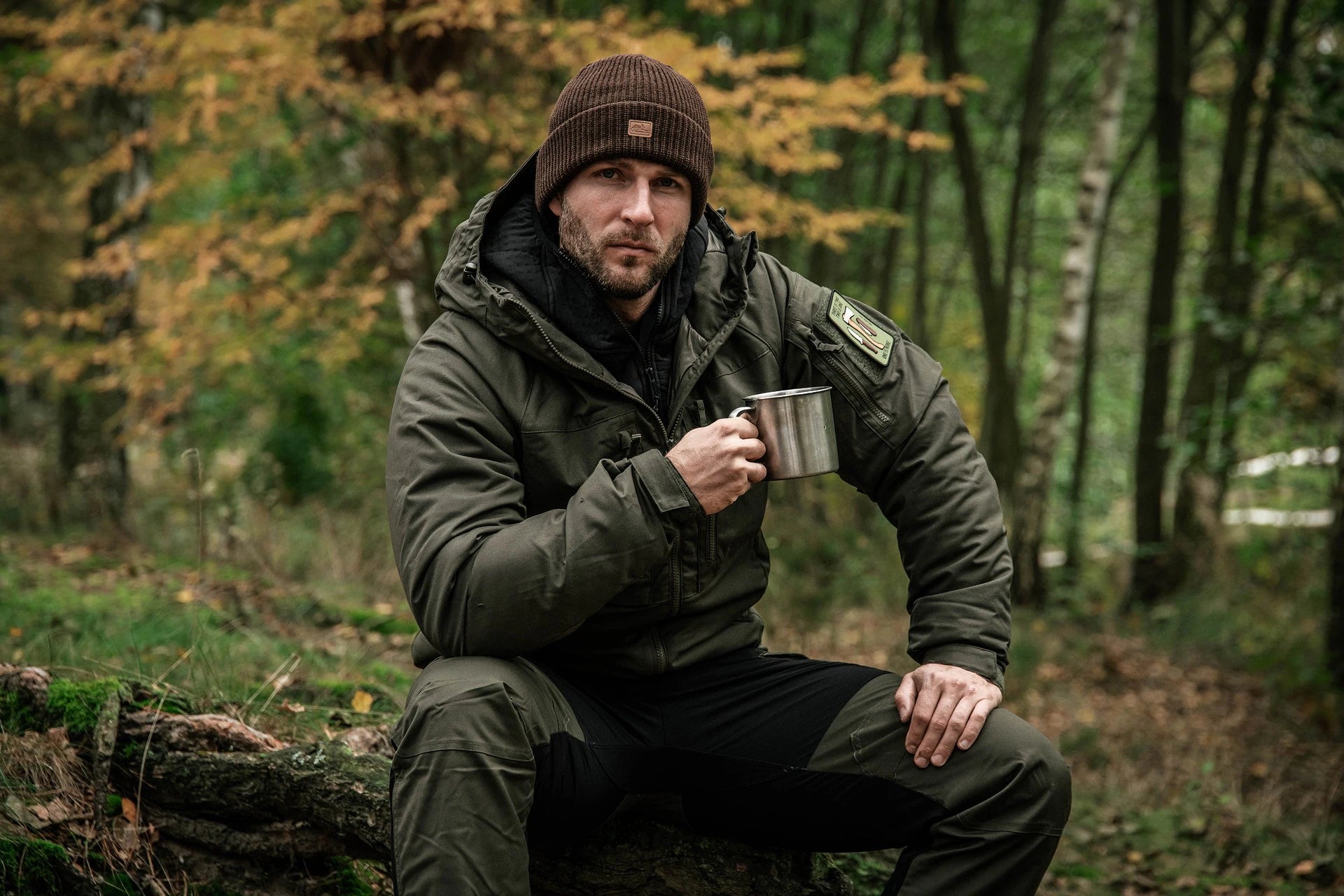 Czapka Helikon Merino Wanderer - Earth Brown / black / green